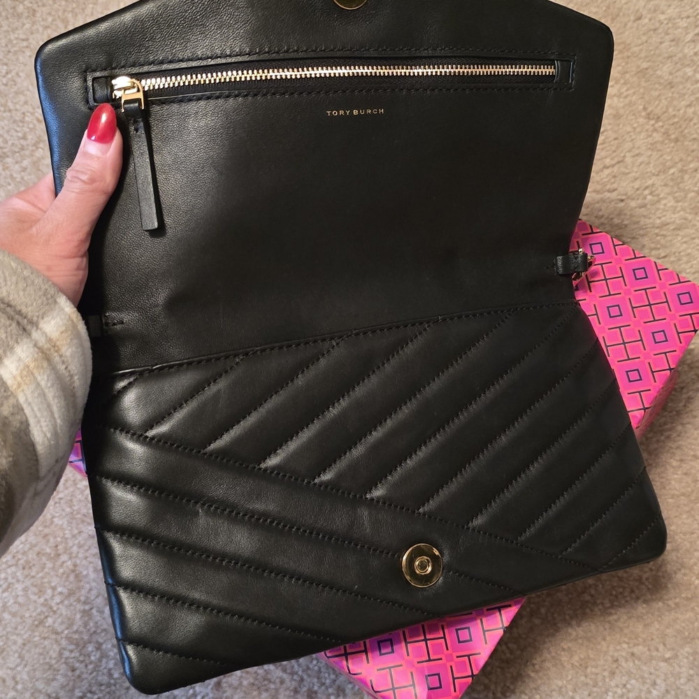 Tory Burch Black Quilted Leather Clutch - Picture 3 of 3